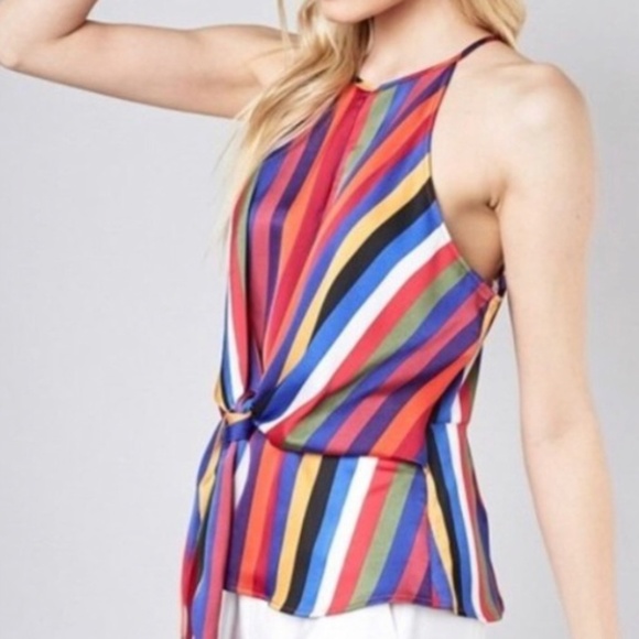 DO+BE Multicolored Waist-Tie Top – Size Small - Picture 1 of 9